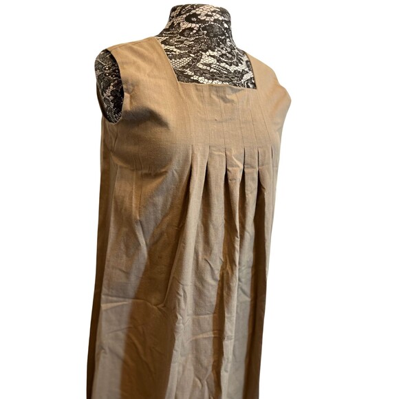 Vintage Style 90s Handmade Pinafore Dress Brown‎ Painted Tulips Cottagecore L - Picture 10 of 15